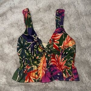 Floral Multicolor Ruched Tank Top